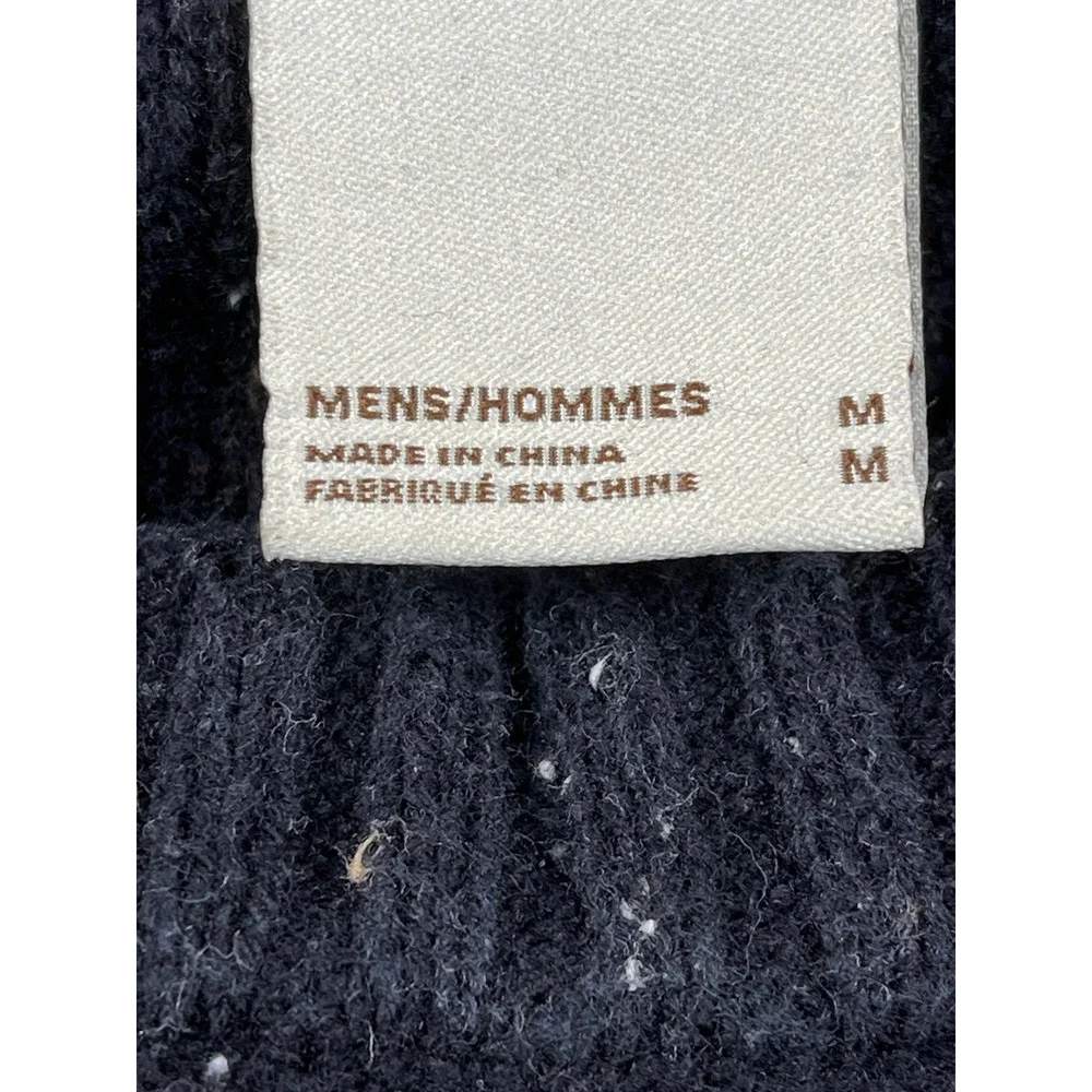 The North Face Sweater Mens Medium Navy Blue Cotton Wool Knit Crew Neck Winter